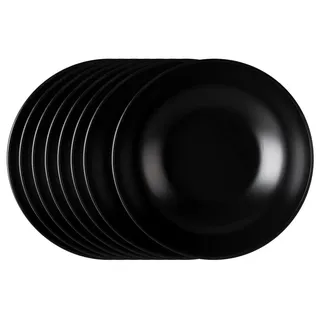 HIT Trading Suppenteller 8er Set BRUNCH, Ø 20,5 cm - Schwarz matt - Steingut - 8er Set