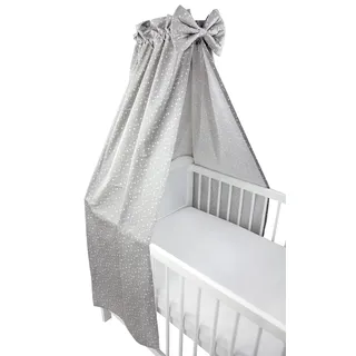 TupTam Babybett Himmel mit Schleifchen, Farbe: Sterne Grau 2, Größe: ca. 160x240 cm