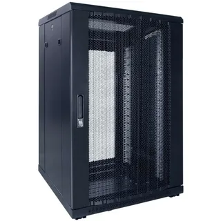 DSIT 18HE 19” Serverschrank mit perforierter Fronttür (BxTxH) 600 x 600 x 1000mm - Schwarz - Traglast 800 kg