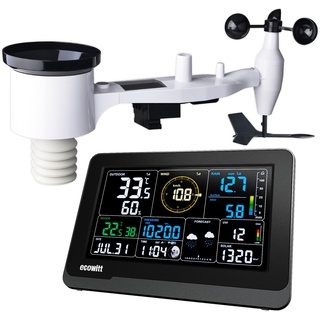 ECOWITT Wetterstation Funk mit Außensensor WS3900, 7 in 1 Wetterstation Außen Sensor Einheiten WS69, 7.5 Zoll 3 in 1 Sensoren Wifi Zuhause LCD Farbkonsole, IOT Intelligente Verknüpfungssteuerung