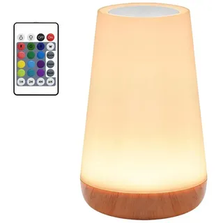 TUWENA LED Nachttischlampe Nachtlicht Touch Dimmbar Tischlampe USB Aufladbar mit Fernbedienung, Hellbraun mit Timing Funktion 13 Farben und 4 Modi