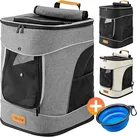 CADOCA® Haustierrucksack bis 20 kg verstellbare Gurte faltbar Kurzleine Reflektorstreifen Haustier Tragetasche Katze Hund Rucksack Beige