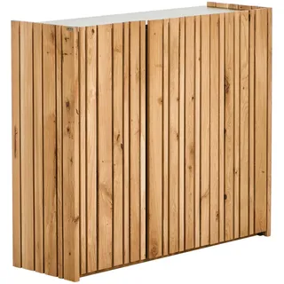 Linea Natura Schuhschrank, Schwarz, Eiche, Eiche, massiv, 8 Fächer, 120x105x42 cm, stehend, Garderobe, Schuhaufbewahrung, Schuhschränke