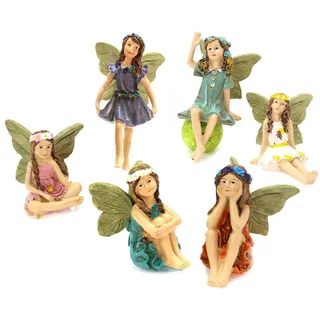 Generisch 6 Stück Feengarten Miniatur Feen Figuren, Miniatur Feen Figuren Zubehör, Feen Gartenfiguren, Garten Elfen Figur Harz Miniatur Fee Figur, 6 Stück Fairy Garden Miniatur Feen Figuren en