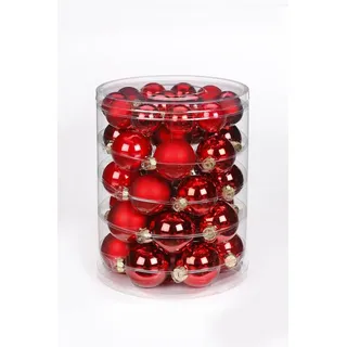 INGE-GLAS® Weihnachtsbaumkugel Weihnachtskugeln Rot, Ø 4+5+6 cm, 44 Stück, bru rot