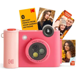 KODAK Smile+ 2-in-1 Digitale Sofortbildkamera & kabelloser Bluetooth-Fotodrucker - 10MP, Spezialeffekt-Drehobjektiv, Zink 2x3” Klebefotos, Drucken über Fun-App von Smart Devices - Fuchsie