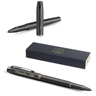 PARKER IM Professionals Monochrome Tintenroller mit Gravur | Premium Stift | Geschenkbox | schwarze Mine | personalisiertes Geschenk | Namen | Geburtstag (Bronze)