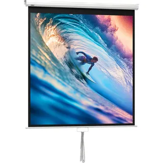HOMCOM Beamer Leinwand 152 x 152 cm 85 Zoll 1:1 HD 4K Projektionsleinwand Rollo-Leinwand für Heimkino Büro-Präsentationen   Aosom