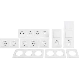 ETT 23-teiliges Schalter- und Steckdosen-Set FLAIR "Komfort", weiß, matt - Weiß