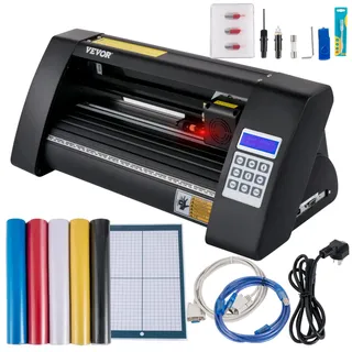 Vevor Vinyl Schneideplotter 375 mm, Folienschneider Max. Schnittbreite Plottermaschine Signmaster-Software, Plotter Windowskompatibel, Folienplotter Halbautomatisch Schnittpräzision ±0,001 mm