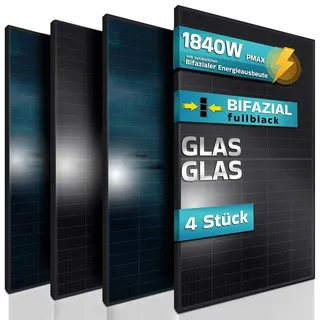 sunniva SUNNIVA® Solar Module - Bifacial 598 Watt Black Frame FULL BLACK - Glas Glas 460W Setwahl Solarpanele, Bifazial, IP68, PV-Modul, Photovoltaik