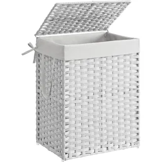 Songmics Wäschekorb, mit Griffen, faltbar, Wäschesack herausnehmbar, 90 L, - Weiß