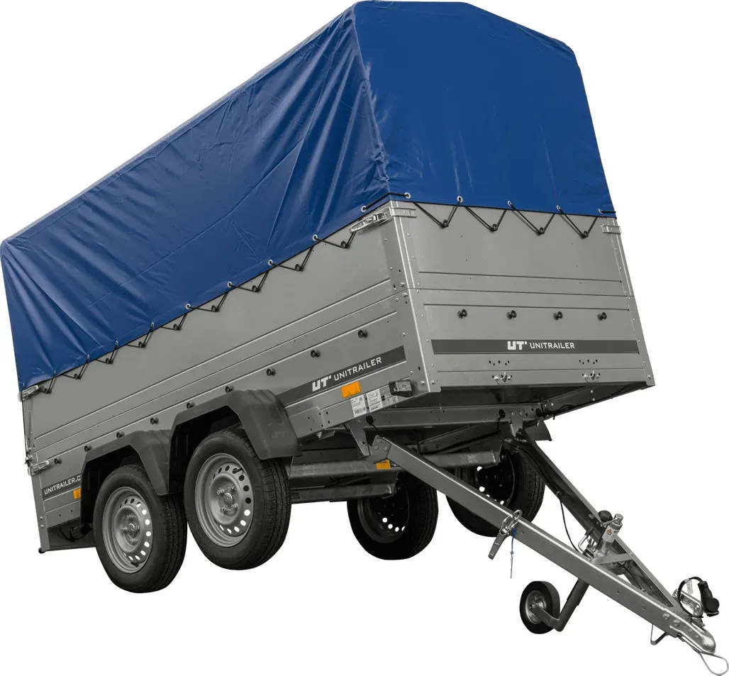 UNITRAILER GARDEN TRAILER 264/2 KIPP Doppelachsanhänger mit Stützrad, zusätzlichen Bordwänden, Spriegel und hoher Plane