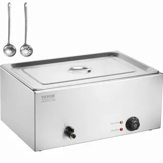 Vevor kommerzieller Speisenwärmer 1 x 18 L Speisebehälter, elektrische Warmhalteplatte, 1200W Edelstahl Buffetwärmer Arbeitsplatte, Buffet-Bain-Marie, 30–85 °C Temperaturregelung für Restaurant Buffet