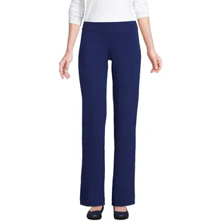 Lands' End Damen Hose, hohe Seesternen, gerades Bein, elastischer Bund - Blau - Groß - L Tall