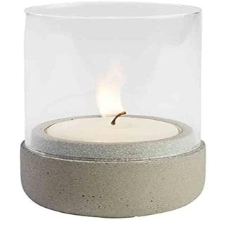 APS Windlichter „Element“, Teelicht, Beleuchtung, Windlicht aus grauem Beton, möbelschonende Unterseite, Ø 7,5 cm, 13 cm