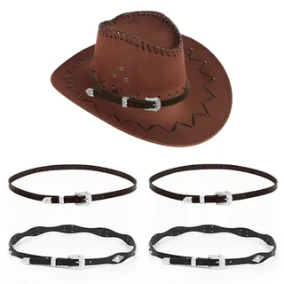 Adorila Cowboyhut-Bänder mit glitzernden Strasssteinen, verstellbarer Cowgirl-Hutgürtel, Cowboyhut, Schmuck für Damen und Herren, 4 Stück, Schwarz, Einheitsgr��e - Einheitsgröße