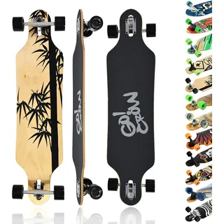 MAXOfit Longboard Crow No. 12 - Drop Through Board mit robustem Deck und mittelweichen Rollen - Drop Through Achsen und Cut Outs für hohe Wendigkeit und Stabilität