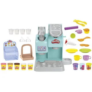PLAY-DOH Knetspaß Café Bastel-Set mit Spielzeug-Kaffeemaschine 20 Accessoires 8 Dosen mehrfarbige Knete