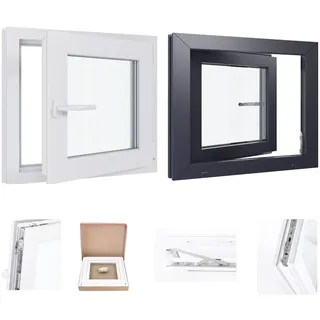 Kunststofffenster Kellerfenster Fenster - 2 Fach Verglasung - weiß/weiß - BxH: 500x400 mm - DIN Rechts
