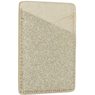 sourcing map Telefon Karte Halterung Stick Rückseite von Telefon PU Leder Brieftasche Tasche Kreditkarte ID Gehäuse Beutel Hülsen Kleber Aufkleber Bling Gold für Meist Smartphone