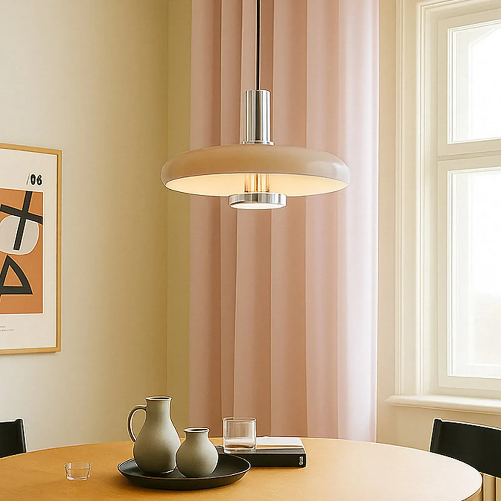 Pendelleuchte Lindby, Branford, dimmbar, Beige, für Wohnzimmer, Metall, Vintage - 3.6