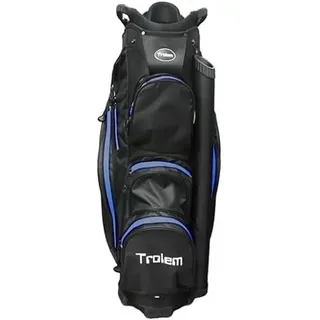 Trolem - Golfbag für Trolley - 14 Fächer, 2 XXL-Taschen und 5 Zubehörtaschen - Golftasche Herren & Damen - Leicht - Cartbag - Schwarz & Blau