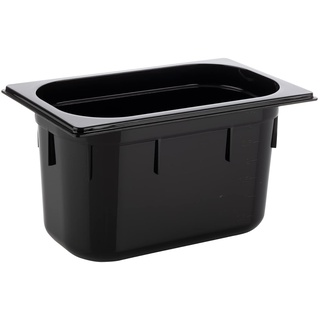 APS GN 1/4 Behälter, Gastronormbehälter aus Polycarbonat, Abmessungen 264 x 162 mm/Höhe 150 mm/Volumen 3,7 Liter, schwarz