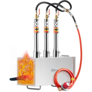 Vevor Tragbare Propan-Schmiede Hufschmiede-Schmiede mit 3 Brennern, 1427 °C Schmiedeofen zur Werkzeug- und Messerherstellung, quadratische Schmiedewerkzeuge aus Edelstahl mit großer Kapazität