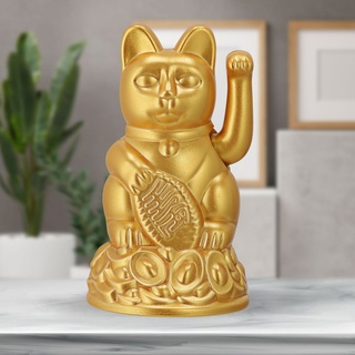 Winkekatze gold 12cm Glückskatze Katze asiatisch batteriebetrieben Glücksbringer Dekokatze - Gold