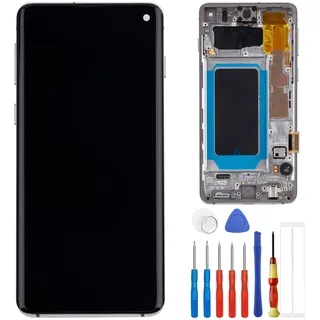 E-YIIVIIL TFT Display Kompatibel mit Samsung Galaxy S10 SM-G973F SM-G973U 6.1" LCD Display Touch Screen Assembly with Tools Schwarz(Mit Rahmen) No Fingerprint