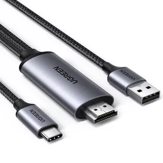 UGREEN HDMI auf USB-C mit USB-A Stromanschluss Unidirektionales Kabel 4K@60Hz 2K@60Hz 1080P@120Hz HDMI Thunderbolt Adapter HDR HDCP Kompatibel mit PS5 PS4 X Box One X Series X Laptop PC (2M)