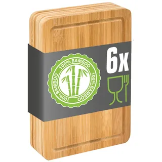 Dune Design DuneDesign 6er Set: Frühstücksbrettchen Holz 22x15 Kleine Schneidebretter Brotzeitbretter