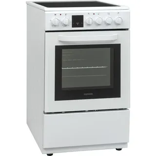 Telefunken Standherd mit Glaskeramik-Kochfeld | Elektroherd freistehend 50 cm breit | Herd mit Backofen und Kochfeld | Weiß