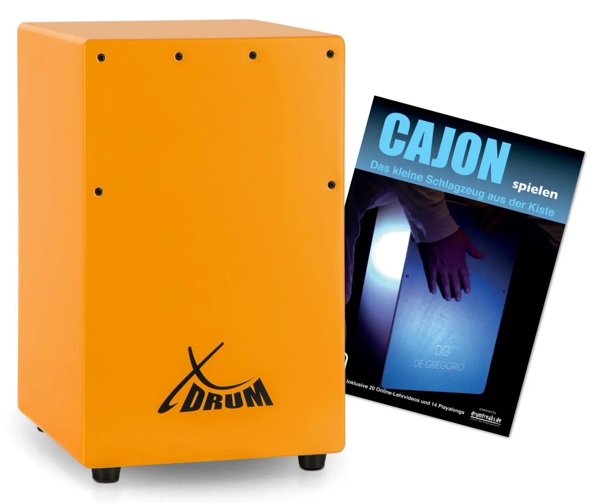 XDrum KC-37OG Orange Kinder-Cajon Set mit Schule