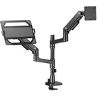 ACT Single monitor arm and laptop arm office premium, with gas spring, pole mounted (Tisch, 49", 20 kg), Monitor Halterung, Schwarz