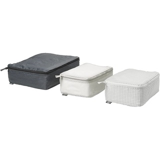 Ikea Rensare Kleidersack-Set 3-teilig kariert grau schwarz 104.612.08