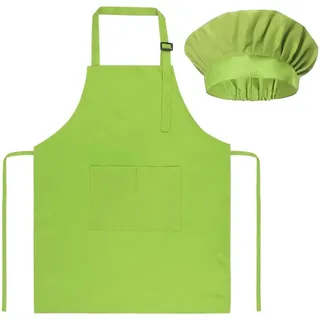 PNPGDYKR Kochschürze Kinder, Kinder Schürze und Kochmütze Set Verstellbare Kinder Kinderschürze Bemalen Schürze Küchenschürze Bastelschürzen zum Malen Backen Kochen