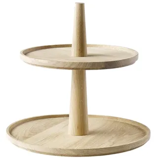 APS Etagère 2-stufig, Ø 25/30 cm, H: 28 cm, Antirutschfüße, Eichenholz (geölt)