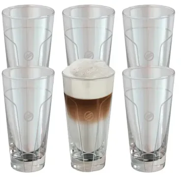 SAECO Original Latte Macchiato Gläser 6er-Set (21000402) - Saeco/Philips Herstellergarantie, kostenlose Beratung