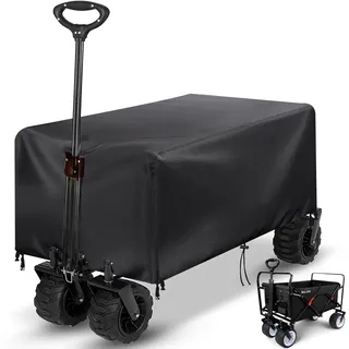 Handwagen Abdeckung,Abdeckung für faltbar Bollerwagen,Bollerwagen Abdeckung,420D Oxford Gewebe Transportkarre Abdeckung Wasserdicht, Winddicht, UV-Beständiges,Schwarz(105x60x45cm)