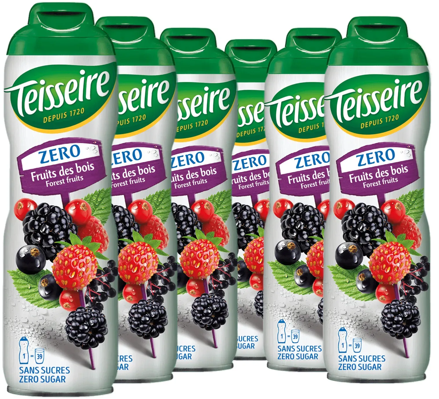6 × Teisseire Zero Sirup Waldfrüchte 600ml