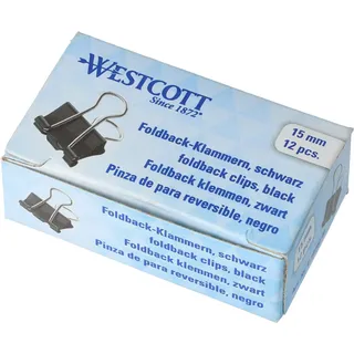 Westcott Foldbackklammern schwarz 1,5 cm, 12 St.