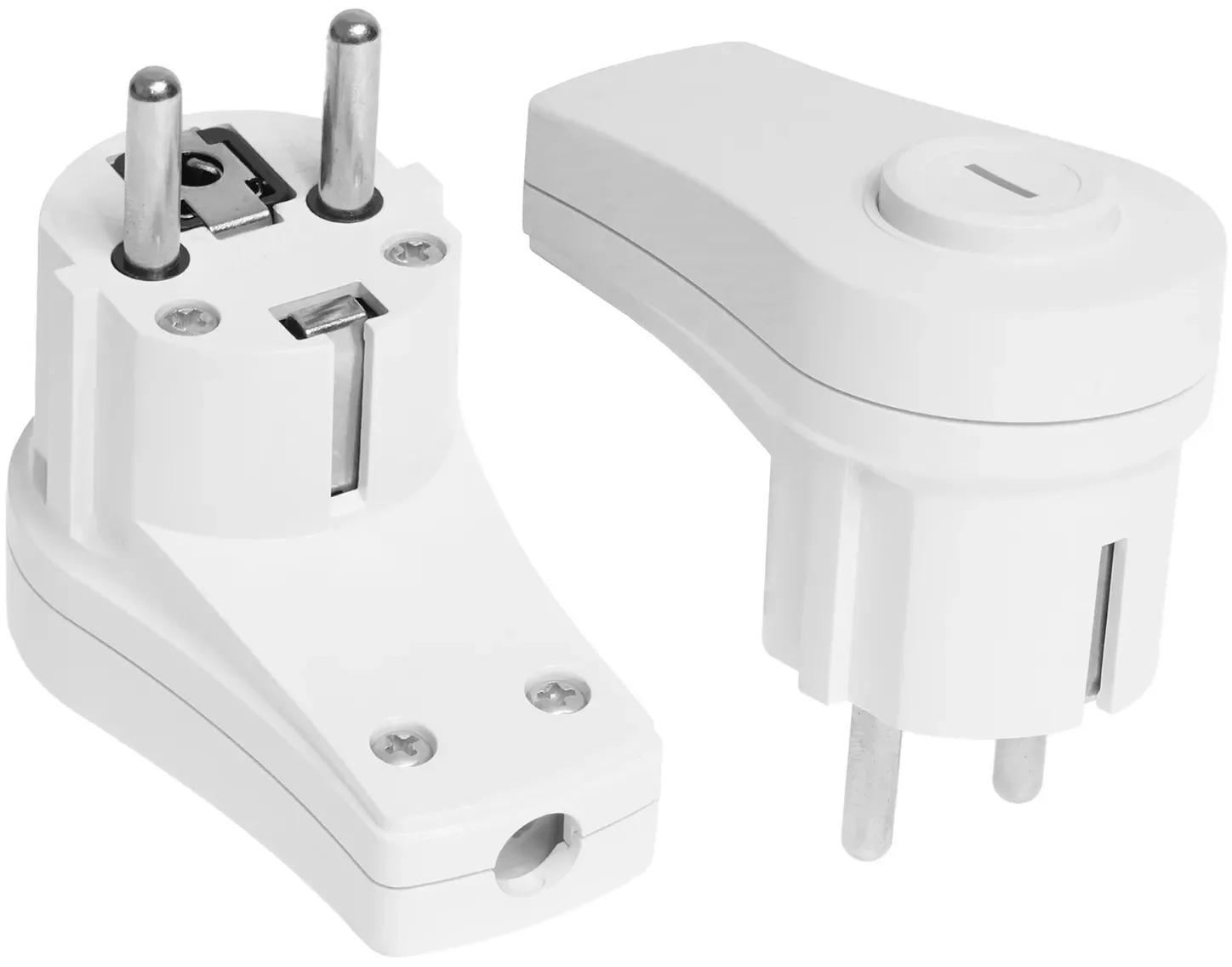 Winkelstecker mit Schalter und Beleuchtung 230V 16A Uni-Schuko weiß W-99919