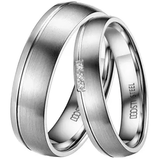 DOOSTI Trauring »Schmuck Geschenk Edelstahl Trauring Ehering Partnerring LIEBE«, Made in Germany, wahlweise mit oder ohne Zirkonia, 67918509-60 edelstahlfarben ohne Zirkonia