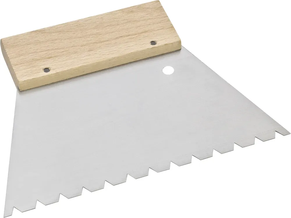 Zahnspachtel B15, 180 mm, gehärteter Stahl, für Verklebung von Massivholzdielen
