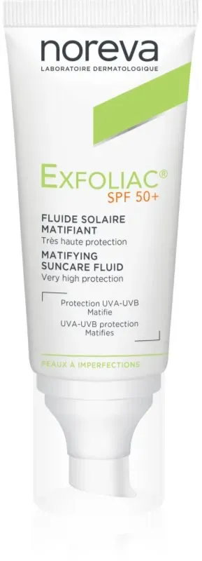 Noreva Exfoliac Mattifying Suncare Fluid SPF 50+ schützendes, mattes Fluid für das Gesicht SPF 50+ 40 ml