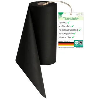 Sensalux Tischläufer, Tischband, stoffähnliches Vlies, Standard 100 by Oeko-TEX® - Klasse I Zertifiziert, 30cm x 25m, schwarz