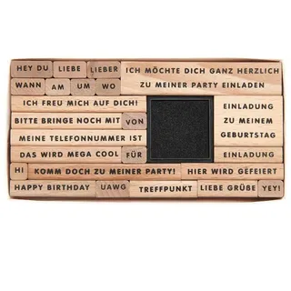 Rico Design Stempelset Einladung zur Party, Texte Deutsch, 22teilig