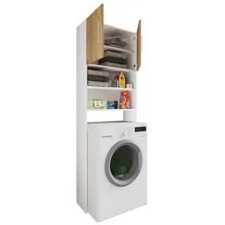 VCM Waschmaschinenschrank Jutas Honig Eiche, Weiß